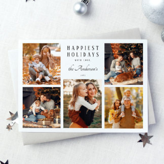 Cartes Pour Fêtes Annuelles Boho Minimalist Christmas 5 Photo Collage