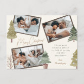 Cartes Pour Fêtes Annuelles Boho moderne Noël 3 Photo Collage Pine Trees (Devant)
