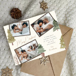 Cartes Pour Fêtes Annuelles Boho moderne Noël 3 Photo Collage Pine Trees<br><div class="desc">Accueillez vos amis et vos proches pour des vacances de paix, de joie et de bonheur avec cette carte de voeux de Noël boho moderne et élégante qui présente trois belles photos de votre famille dans un collage insolite orné de pins aquarellés à la main. (Les photos de placement sont...</div>
