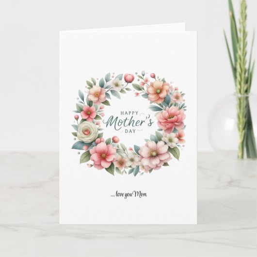 Cartes Pour Fêtes Annuelles Boho printemps flush fleuri couronne Joyeuse fête (Devant)