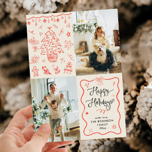 Cartes Pour Fêtes Annuelles Boho Quirky Coquette Bows Happy Holidays 2 Photo