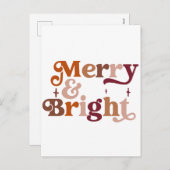 Cartes Pour Fêtes Annuelles Boho Retro Merry et Bright (Devant / Derrière)