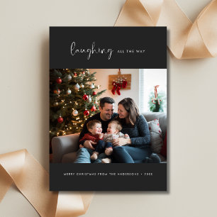 Cartes Pour Fêtes Annuelles Boho Rustique Rire Tout Le Chemin Photo Noël