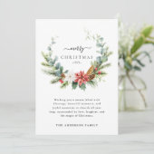 Cartes Pour Fêtes Annuelles Boho Script hiver verdure Joyeux Noël (Debout devant)