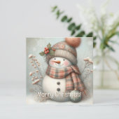 Cartes Pour Fêtes Annuelles Boho Snowman Joyeux Noël (Debout devant)