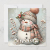 Cartes Pour Fêtes Annuelles Boho Snowman Joyeux Noël (Devant)