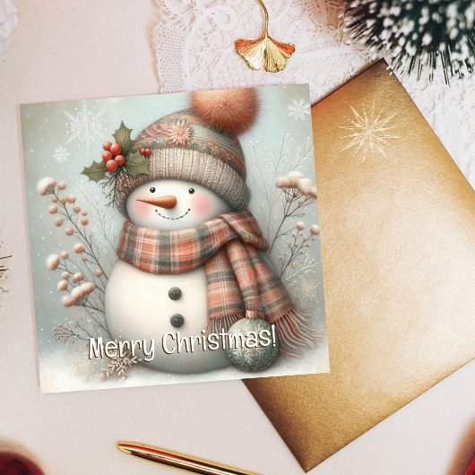 Cartes Pour Fêtes Annuelles Boho Snowman Joyeux Noël