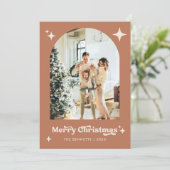Cartes Pour Fêtes Annuelles Boho Terracotta Merry Christmas Photo (Debout devant)