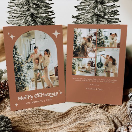 Cartes Pour Fêtes Annuelles Boho Terracotta Merry Christmas Photo