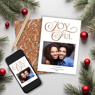 Cartes Pour Fêtes Annuelles Boho Terracotta Motif Joyeuse Photo de Noël