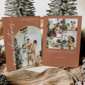 Cartes Pour Fêtes Annuelles Boho Terracotta Photo Merry Christmas Card