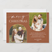 Cartes Pour Fêtes Annuelles Boho Terracotta Tones Joyeux Noël Script Photo (Devant)