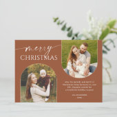Cartes Pour Fêtes Annuelles Boho Terracotta Tones Joyeux Noël Script Photo (Debout devant)