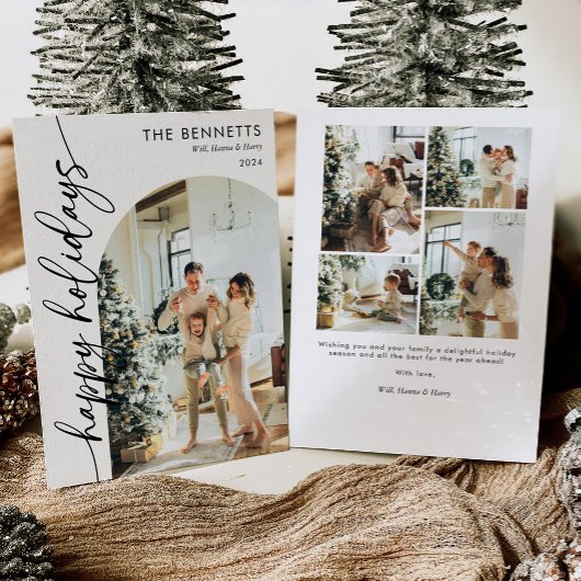 Cartes Pour Fêtes Annuelles Boho Typographie Happy Holidays Arch Photo