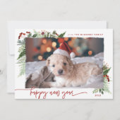 Cartes Pour Fêtes Annuelles Boho Végétalie Bourgogne Beige Nouvel An 2022 (Devant)