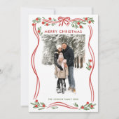 Cartes Pour Fêtes Annuelles Boho Whimsical Red Christmas Bow Ribbon 2 Photo (Devant)