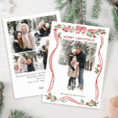 Cartes Pour Fêtes Annuelles Boho Whimsical Red Christmas Bow Ribbon 5 Photo