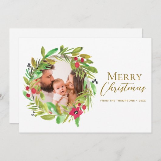 Cartes Pour Fêtes Annuelles Boho Wimsst Merry Christmas Family Photo (Devant / Derrière)