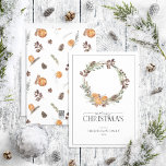 Cartes Pour Fêtes Annuelles Boho Winter Citrus Wreath Joyeux Noël Script H<br><div class="desc">Vous recherchez une belle carte de vacances simple et élégante ? Ne cherchez pas plus loin que notre Boho Winter Citrus Wreath Joyeux Noël Script Holiday Card! Cette carte étonnante présente une couronne décorée de plantes aquarelles d'agrumes, de pins, d'anis étoilé et de cannelle, avec le message "Joyeux Noël" écrit...</div>