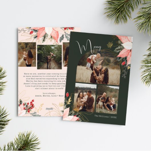Cartes Pour Fêtes Annuelles Boho Winter Floral Arch Joyeux Six Photo Noël