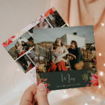 Cartes Pour Fêtes Annuelles Boho Winter Floral Joyeux Sept Photo Noël<br><div class="desc">Cette carte de vacances boho hiver fleurie sept photo Noël a un design fantasque et élégant avec des illustrations d'aquarelle vibrante de poinsettias rouges et roses et de la délicate végétation hivernale. Avec des éléments botaniques chics comme le pin, le houx et les baies d’hiver, la palette colorée de la...</div>