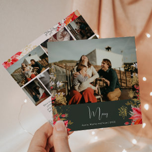 Cartes Pour Fêtes Annuelles Boho Winter Floral Joyeux Sept Photo Noël