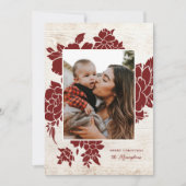 Cartes Pour Fêtes Annuelles Bois clair rustique | Floral rouge (Devant)