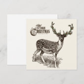 Cartes Pour Fêtes Annuelles bois d'hiver noël cerf (Devant / Derrière)