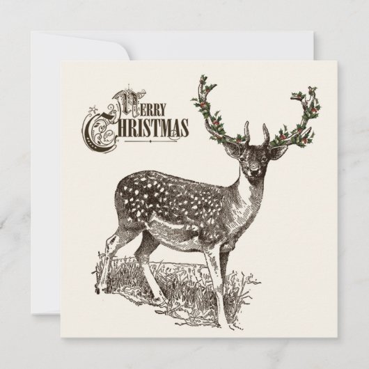 Cartes Pour Fêtes Annuelles bois d'hiver noël cerf (Devant)
