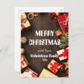 Cartes Pour Fêtes Annuelles bois élégant personnaliser de charmante famille (Devant / Derrière)