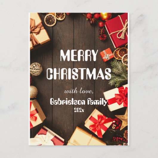 Cartes Pour Fêtes Annuelles bois élégant personnaliser de charmante famille (Devant)