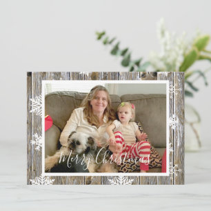 Cartes Pour Fêtes Annuelles Bois en détresse et flocons de neige Photo Noël