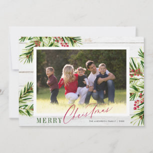Cartes Pour Fêtes Annuelles Bois Rustique Aquarelle Pin 2 Photo Noël