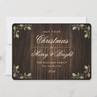 Cartes Pour Fêtes Annuelles Bois rustique Joyeux et Bright Photo Noël