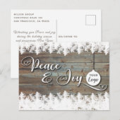 Cartes Pour Fêtes Annuelles Bois rustique Logo de l'entreprise Peace & joy (Devant / Derrière)