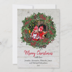 Cartes Pour Fêtes Annuelles Bois rustique saint Joyeux Noël photo de famille