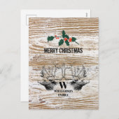 Cartes Pour Fêtes Annuelles Bois rustique Texture Cerf Bois Cabine Noël (Devant / Derrière)