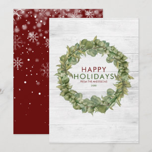 Cartes Pour Fêtes Annuelles Bois rustique verdure Wreath Noël Bourgogne