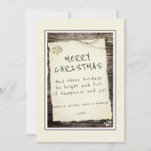 Cartes Pour Fêtes Annuelles Bois rustique Vieux Script Joyeux Noël (Devant)