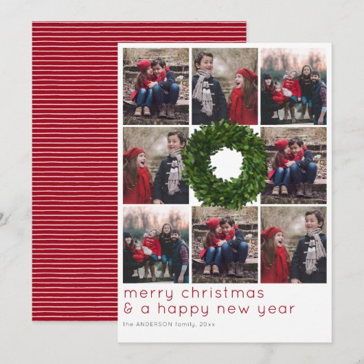 Cartes Pour Fêtes Annuelles Bois Wreath 8 Grille Noël (Devant / Derrière)