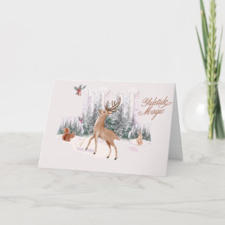 Cartes Pour Fêtes Annuelles Boisée Noël Hiver Personnalisable Texte Intérieur