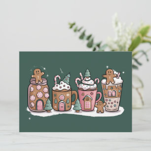 Cartes Pour Fêtes Annuelles Boisson Latte pour amateur de café de Noël au pain