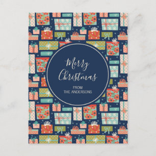 Cartes Pour Fêtes Annuelles Boîte à cadeaux de Noël rétro coloré