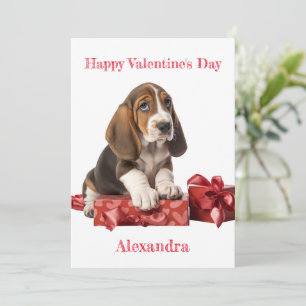 Cartes Pour Fêtes Annuelles Boîte cadeau Basset Hound Bow personnalisée Valent