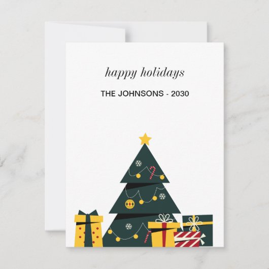 Cartes Pour Fêtes Annuelles Boîte cadeau d'arbre de Noël simple et élégant (Devant)