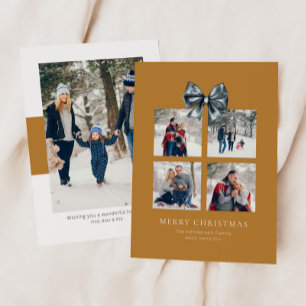 Cartes Pour Fêtes Annuelles Boîte cadeau de Noël or Collage avec Bow ruban