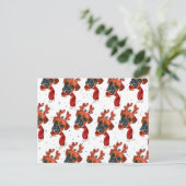 Cartes Pour Fêtes Annuelles Boîte de chien Boxer mignonne avec des bois de ren (Debout devant)