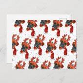 Cartes Pour Fêtes Annuelles Boîte de chien Boxer mignonne avec des bois de ren (Devant / Derrière)