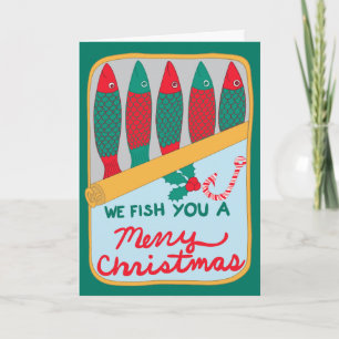Cartes Pour Fêtes Annuelles Boîte de sardines en conserve Poisson drôle de Noë