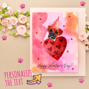 Cartes Pour Fêtes Annuelles Boîte Orange Rose Cadeau Saint Valentin Chien Boxe